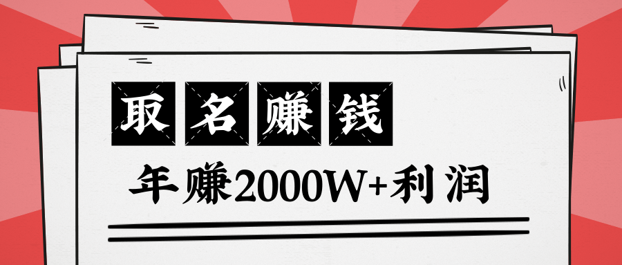 王通：不要小瞧任何一个小领域，取名技能也能快速赚钱，年赚2000W+利润-婷好网络资源库