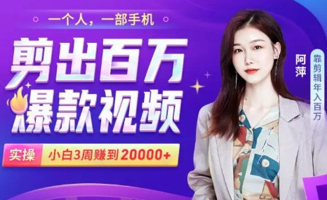 小白易上手的手机剪辑赚钱课，抓住短视频风口月赚2万+-婷好网络资源库