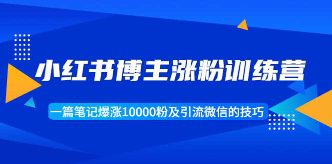 小红书博主涨粉训练营：一篇笔记爆涨10000粉及引流微信的技巧-婷好网络资源库