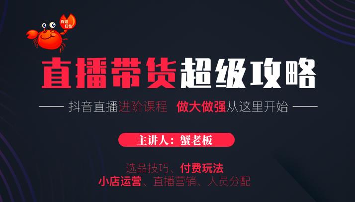 蟹老板抖音直播带货超级攻略：抖音直播带货的详细玩法，小店运营、付费投放等-婷好网络资源库