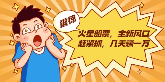 火星船票，全新风口赶紧抓，几天赚一万+摆地摊卖尾货月入一万（5个项目）-婷好网络资源库