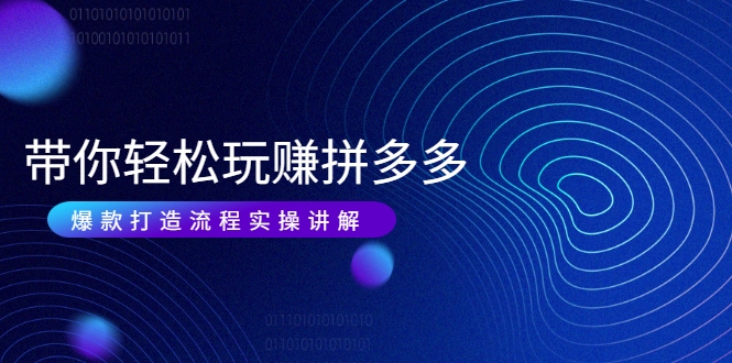 带你轻松玩赚拼多多：花的少 赚的多 爆款更简单 爆款打造流程实操讲解-婷好网络资源库