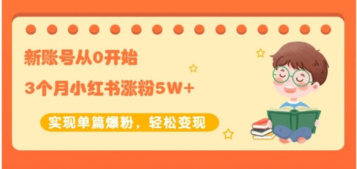 生财小红书涨粉变现：新账号从0开始3个月小红书涨粉5W+实现单篇爆粉-婷好网络资源库