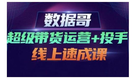 数据哥·超级带货运营+投手线上速成课，快速提升运营和熟悉学会投手技巧-婷好网络资源库