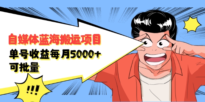 自媒体蓝海搬运项目：单号收益每月基本都可以达到5000+，可批量-婷好网络资源库