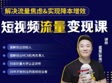 蛋解创业·短视频流量变现课，帮助你通过短视频增加线下收益，打造网红门店-婷好网络资源库