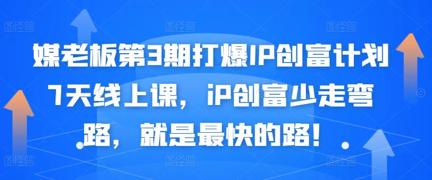 媒老板第3期打爆IP创富计划7天线上课，iP创富少走弯路，就是最快的路！-婷好网络资源库