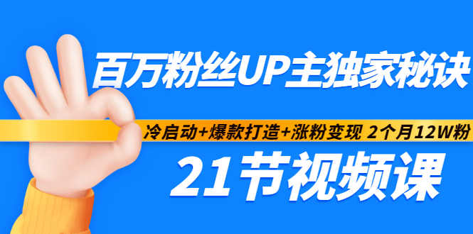 百万粉丝UP主独家秘诀：冷启动+爆款打造+涨粉变现2个月12W粉（21节视频课)-婷好网络资源库