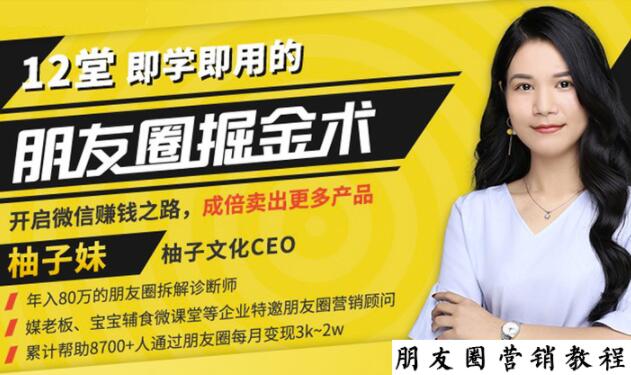 【营销必学】12堂学之即用的朋友圈掘金术：开启你的副业赚钱之路-婷好网络资源库