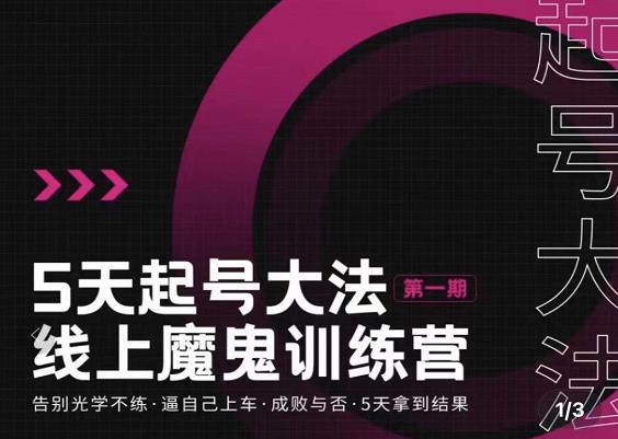 大播·五天起号魔鬼训练营，告别光学不练，逼自己上车，成败与否，5天拿到结果-婷好网络资源库