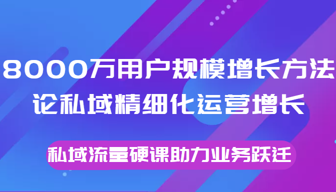 8000万用户规模增长方法论私域精细化运营增长，私域流量硬课助力业务跃迁-婷好网络资源库