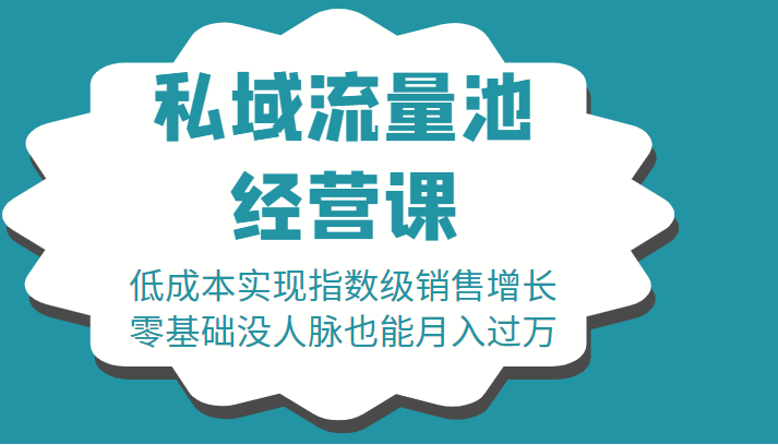 16堂私域流量池经营课：低成本实现指数级销售增长，零基础没人脉也能月入过万-婷好网络资源库