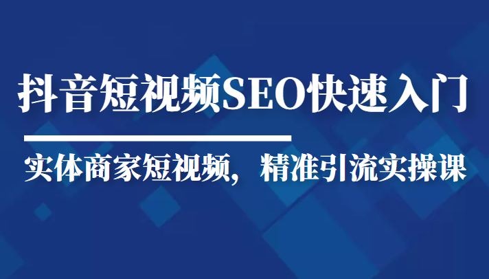 抖音短视频Seo搜索排名优化新手快速入门教程，实体商家短视频，精准引流实操课-婷好网络资源库