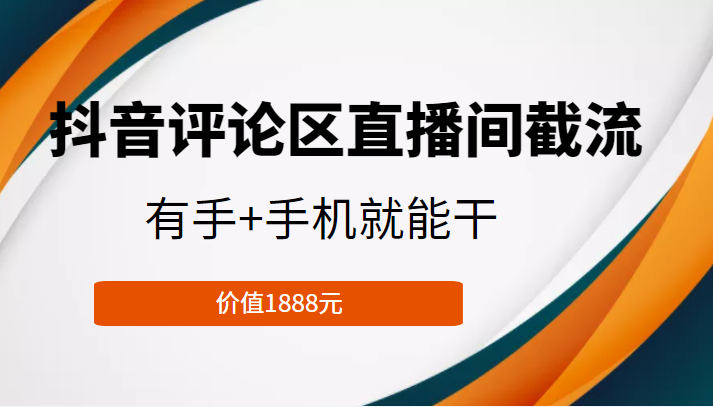 抖音评论区直播间截流，有手+手机就能干，门槛极低，模式可大量复制（价值1888元）-婷好网络资源库