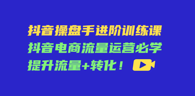 抖音操盘手进阶训练课：抖音电商流量运营必学，提升流量+转化-婷好网络资源库