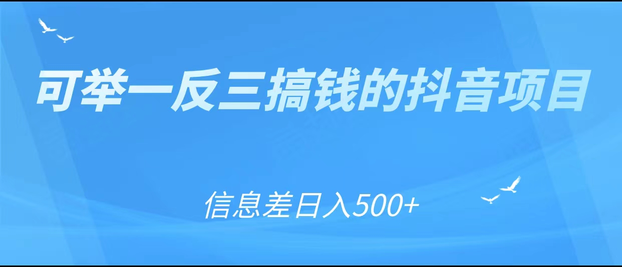可举一反三搞钱的抖音项目，利用信息差日入500+-婷好网络资源库