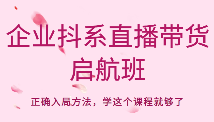 企业抖系直播带货启航班，正确入局方法，学这个课程就够了-婷好网络资源库