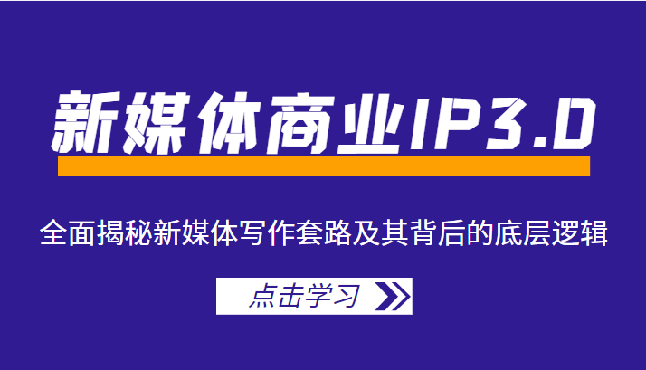 新媒体商业IP3.0，全面揭秘新媒体写作套路及其背后的底层逻辑（价值1299元）-婷好网络资源库