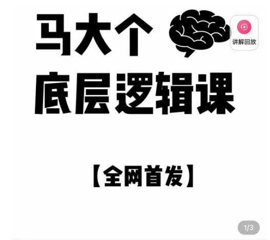 马大个·底层逻辑课，51节底层逻辑智慧课-价值1980元-婷好网络资源库