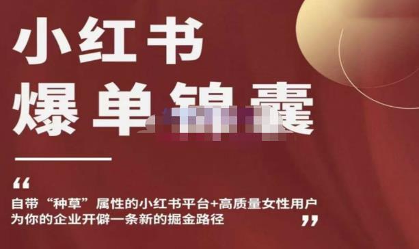 小红书爆单锦囊，自带种草属性+高质量女性用户，为你的企业开辟一条新的掘金路径-婷好网络资源库