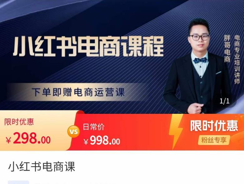 胖哥·小红书电商课程，解决小白做小红书电商时的困惑，让新人也一台手机也能做电商-婷好网络资源库