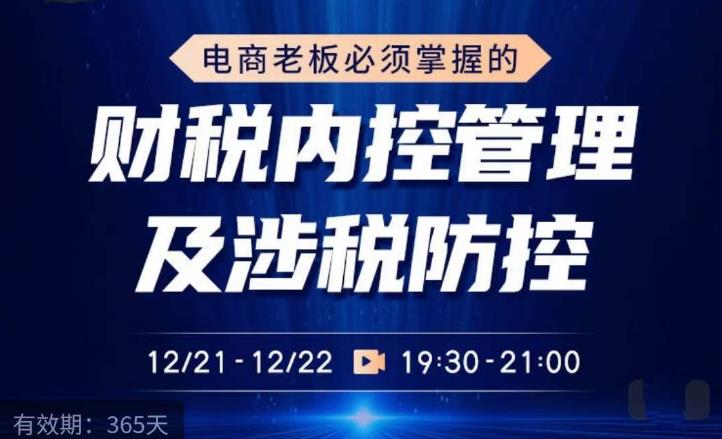 电商老板必须掌握的财税内控管理及涉税防控，解读新政下的税收政策，梳理公司财务架构-婷好网络资源库