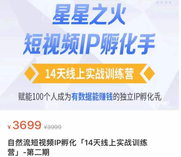 瑶瑶·自然流短视频IP孵化第二期，14天线上实战训练营，赋能100个人成为有数据能赚钱的独立IP孵化手-婷好网络资源库