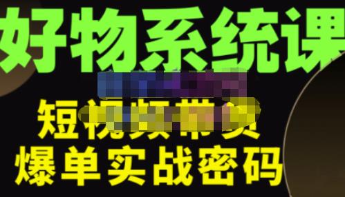 大嘴·好物短视频带货解析，学完你将懂的短视频带货底层逻辑，做出能表现的短视频-婷好网络资源库