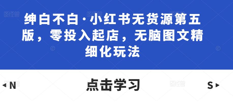 绅白不白·小红书无货源第五版，零投入起店，无脑图文精细化玩法-婷好网络资源库
