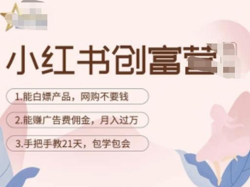 小红书创富营-教小红书带货，陪跑21天，教你赚广告费佣金，月入过万-婷好网络资源库