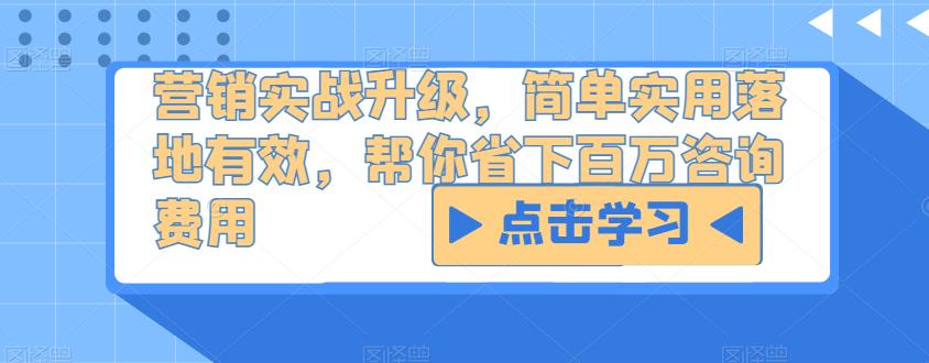 营销实战升级，简单实用落地有效，帮你省下百万咨询费用-婷好网络资源库