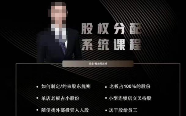 韩老师聊美业-美业股权分配系统课程，如何制定约束股东规则+老板占100%的股份+单店老板占小股份等-婷好网络资源库