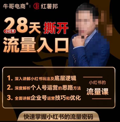 牛哥电商红薯邦28天撕开小红书流量入口，小红书运营系列课，快速掌握小红书的流量密码-婷好网络资源库