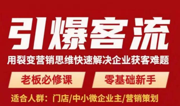 引爆客流，用裂变营销思维快速解决企业获客难题，老板必修课，零基础新手-婷好网络资源库