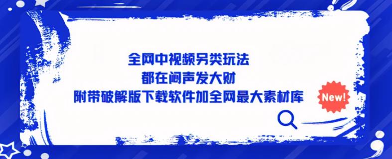 全网中视频另类玩法，都在闷声发大财，附带破解版下载软件加全网最大素材库-婷好网络资源库