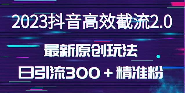 日引300＋创业粉，独家抖音高效截流2.0玩法（价值1280）-婷好网络资源库