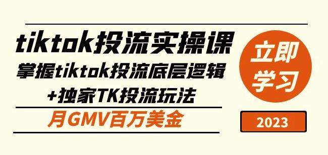 tiktok投流实操课：掌握tiktok投流底层逻辑+独家TK投流玩法月GMV百万美金-婷好网络资源库
