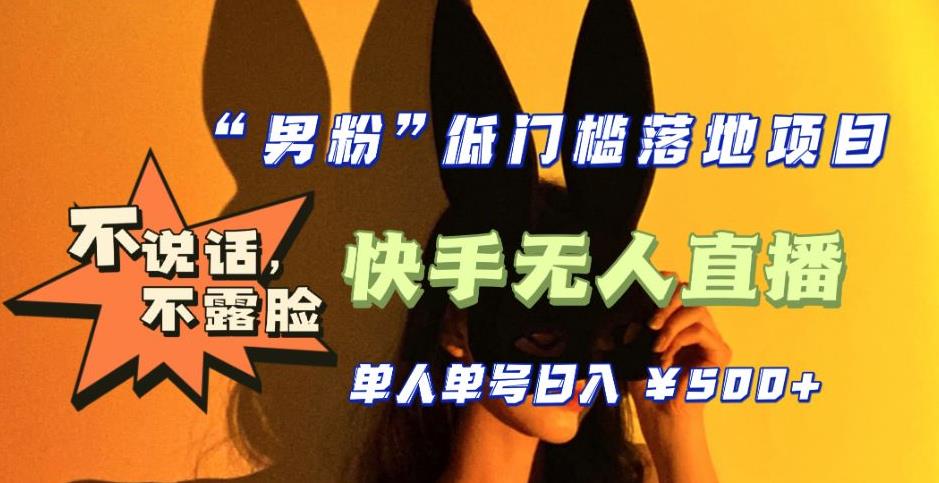 【全新升级】零基础单人单号单晚500+，不说话，不露脸，4月最新超皮实快手无人直播-婷好网络资源库