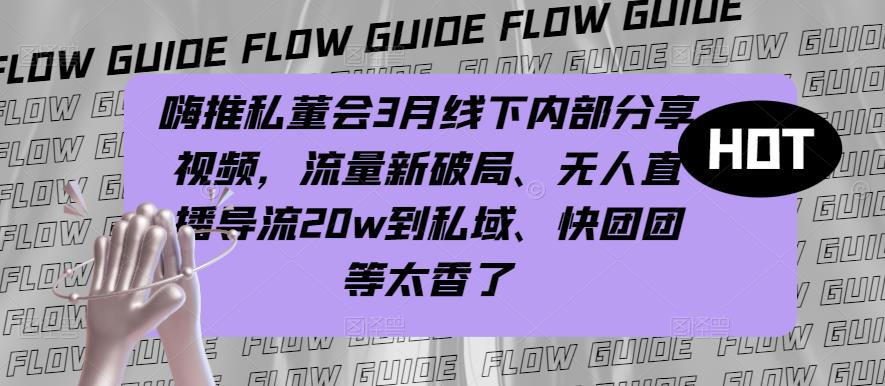 嗨推私董会3月线下内部分享视频，流量新破局、无人直播导流20w到私域、快团团等太香了-婷好网络资源库