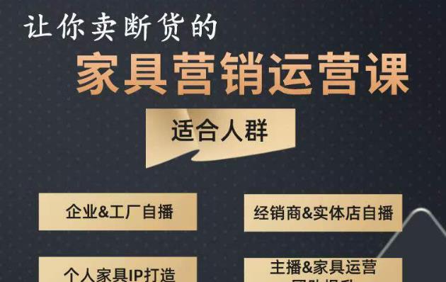 让你卖断货的家具营销运营课，打造高销量家具账号（短视频+直播+人物IP）-婷好网络资源库