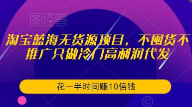 淘宝蓝海无货源项目，不囤货不推广只做冷门高利润代发，花一半时间赚10倍钱-婷好网络资源库