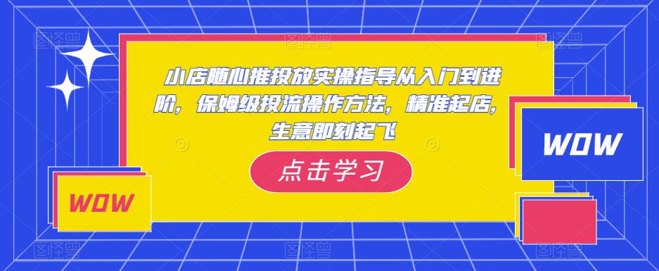 小店随心推投放实操指导从入门到进阶，保姆级投流操作方法，精准起店，生意即刻起飞-婷好网络资源库