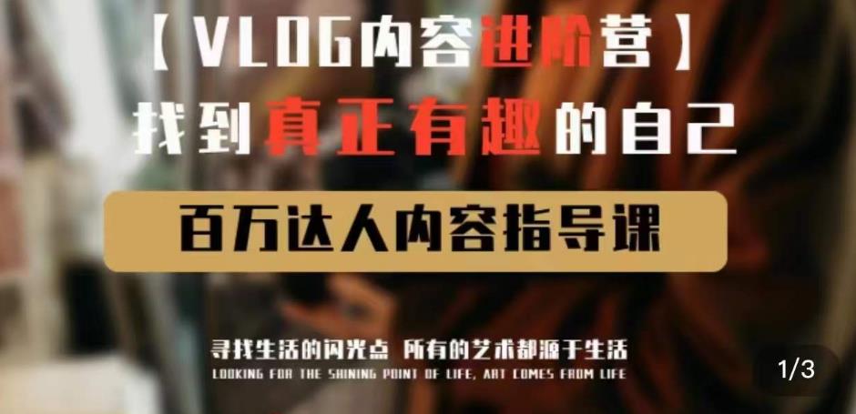 vlog内容进阶营，找到真正有趣的自己，百万达人内容指导课-婷好网络资源库