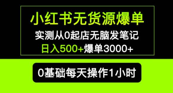 小红书无货源爆单实测从0起店无脑发笔记爆单3000+长期项目可多店-婷好网络资源库