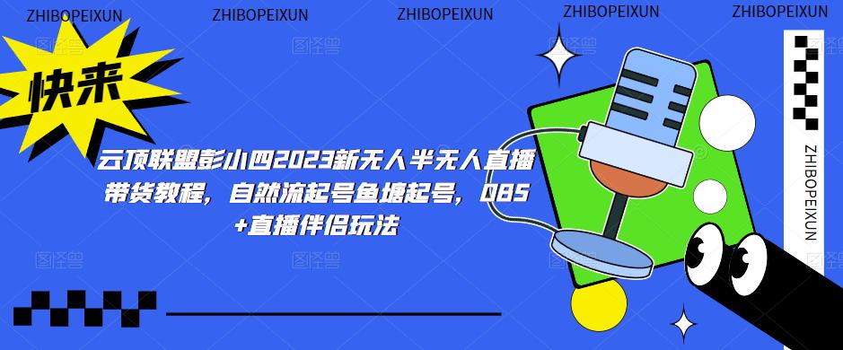 云顶联盟彭小四2023新无人半无人直播带货教程，自然流起号鱼塘起号，OBS+直播伴侣玩法-婷好网络资源库