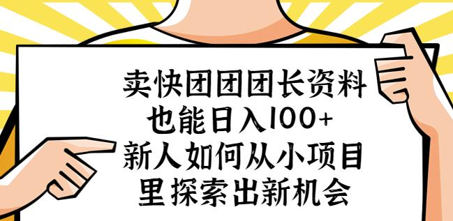 卖快团团团长资料也能日入100+新人如何从小项目里探索出新机会-婷好网络资源库