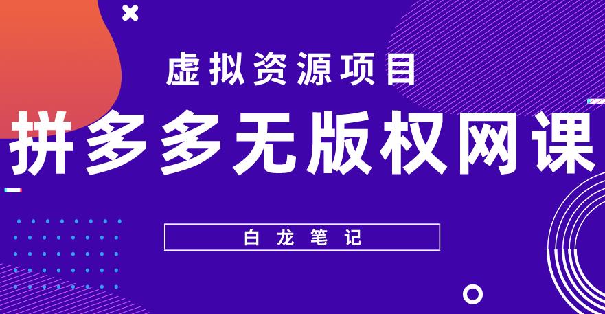 【白龙笔记】拼多多无版权网课项目，月入5000的长期项目，玩法详细拆解【揭秘】-婷好网络资源库