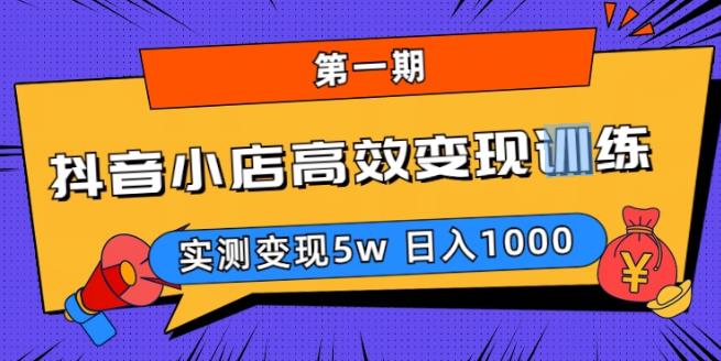 抖音小店高效变现训练营（第一期）,实测变现5w，日入1000【揭秘】-婷好网络资源库