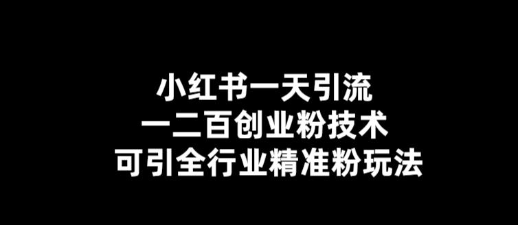 小红书一天引流一二百创业粉技术，可引全行业精准粉玩法【仅揭秘】-婷好网络资源库