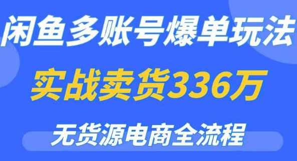 闲鱼多账号爆单玩法，无货源电商全流程，超简单的0门槛变现项目【揭秘】-婷好网络资源库